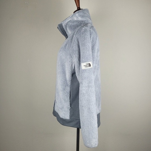 The North Face Jacket Medium Gray Furry Fleece Zip Color Block Warm NF0A338M - Picture 4 of 8